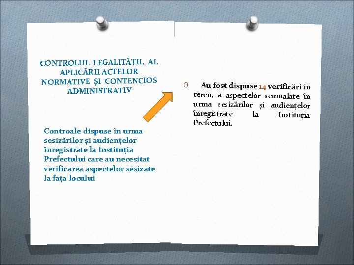 CONTROLUL LEGALITĂŢII, AL APLICĂRII ACTELOR NORMATIVE ŞI CONTENCIOS ADMINISTRATIV Controale dispuse în urma sesizărilor CONTROLUL LEGALITĂŢII, AL APLICĂRII ACTELOR NORMATIVE ŞI CONTENCIOS ADMINISTRATIV Controale dispuse în urma sesizărilor
