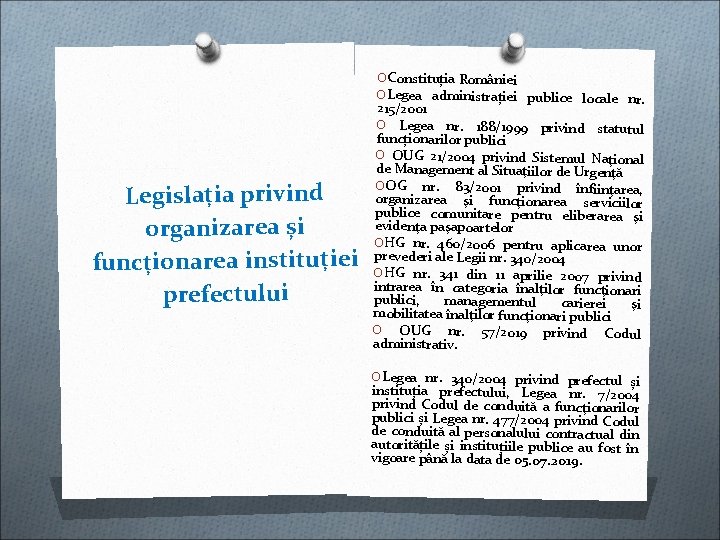 O Constituția României O Legea administrației publice locale nr. Legislația privind organizarea și funcționarea O Constituția României O Legea administrației publice locale nr. Legislația privind organizarea și funcționarea