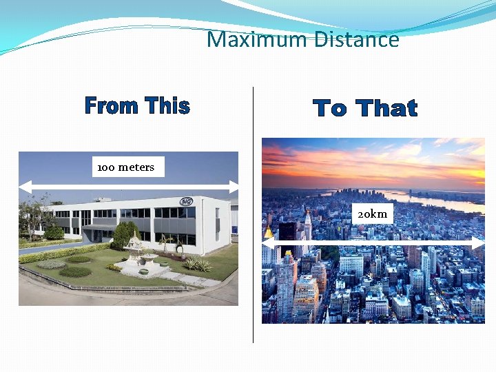 Maximum Distance 100 meters 20 km 