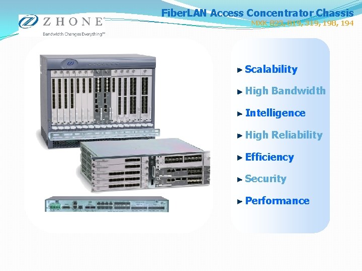 Fiber. LAN Access Concentrator Chassis MXK 823, 819, 319, 198, 194 Scalability High Bandwidth