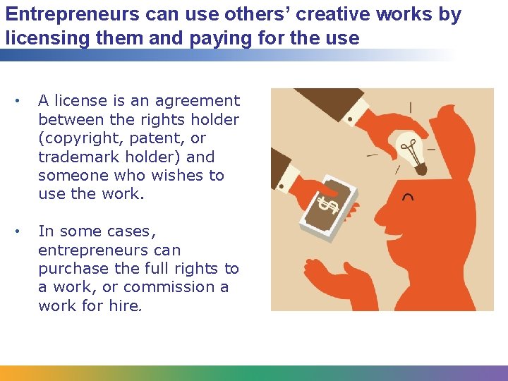 Entrepreneurs can use others’ creative works by licensing them and paying for the use