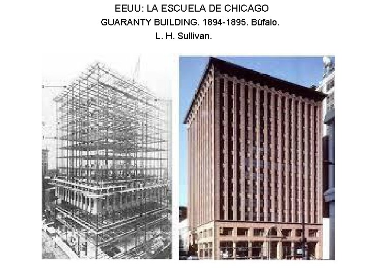 EEUU: LA ESCUELA DE CHICAGO GUARANTY BUILDING. 1894 -1895. Búfalo. L. H. Sullivan. 