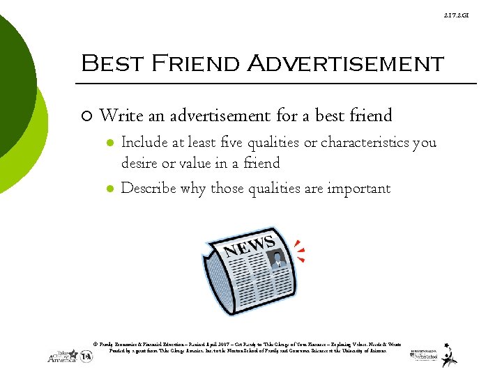 2. 17. 2. G 1 Best Friend Advertisement ¡ Write an advertisement for a
