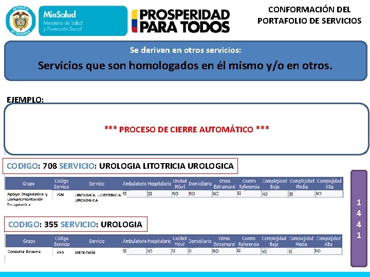 CONFORMACIÓN DEL PORTAFOLIO DE SERVICIOS Se derivan en otros servicios: Servicios que son homologados