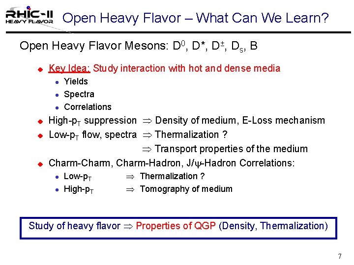 Open Heavy Flavor – What Can We Learn? Open Heavy Flavor Mesons: D 0,