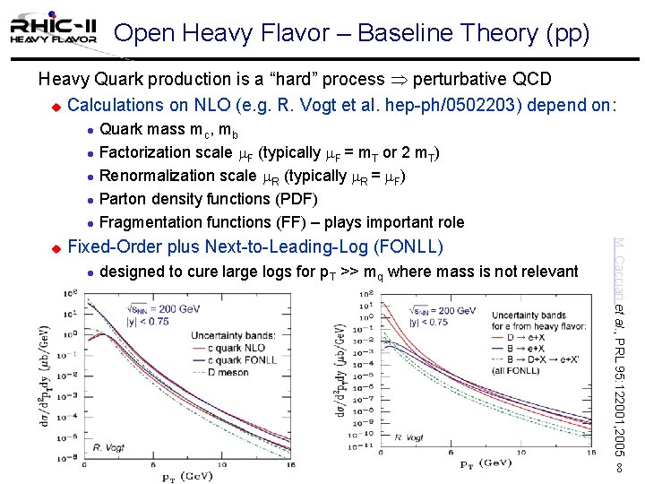 Open Heavy Flavor – Baseline Theory (pp) Heavy Quark production is a “hard” process