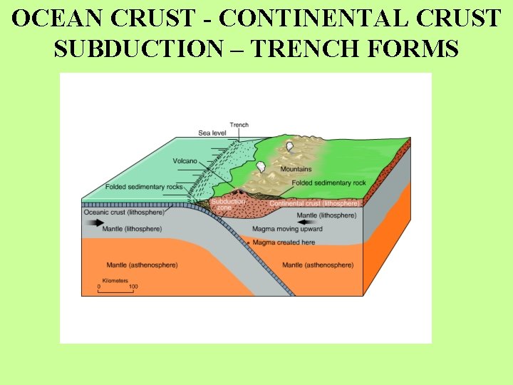 OCEAN CRUST - CONTINENTAL CRUST SUBDUCTION – TRENCH FORMS 