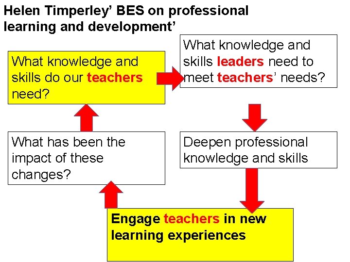 Helen Timperley’ BES on professional learning and development’ What knowledge and skills leaders need