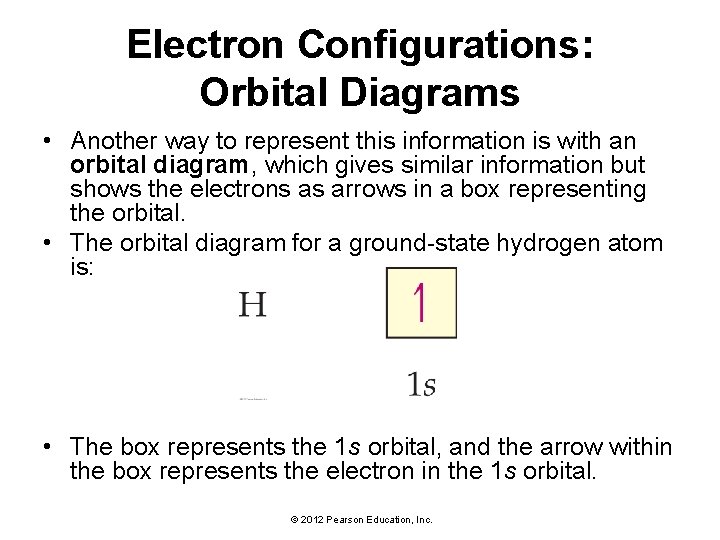 Electron Configurations: Orbital Diagrams • Another way to represent this information is with an