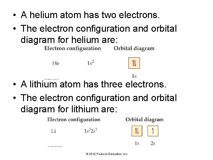  • A helium atom has two electrons. • The electron configuration and orbital