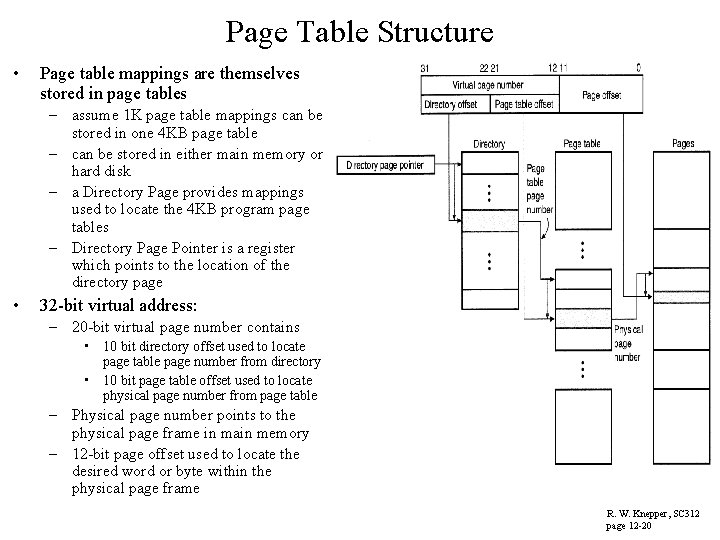 Page Table Structure • Page table mappings are themselves stored in page tables –