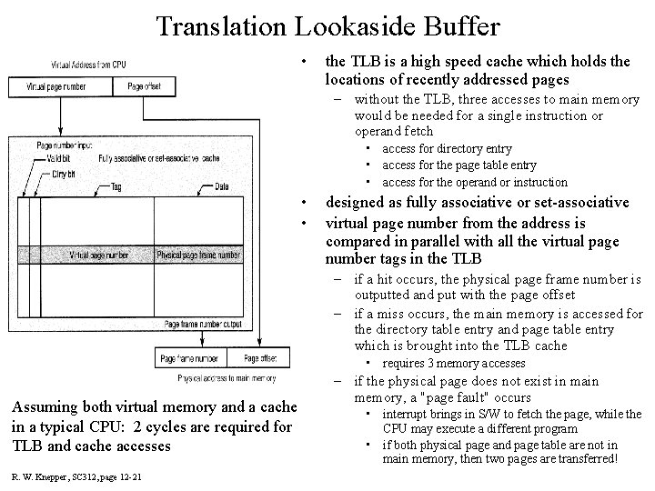 Translation Lookaside Buffer • the TLB is a high speed cache which holds the