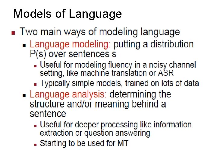 Models of Language 