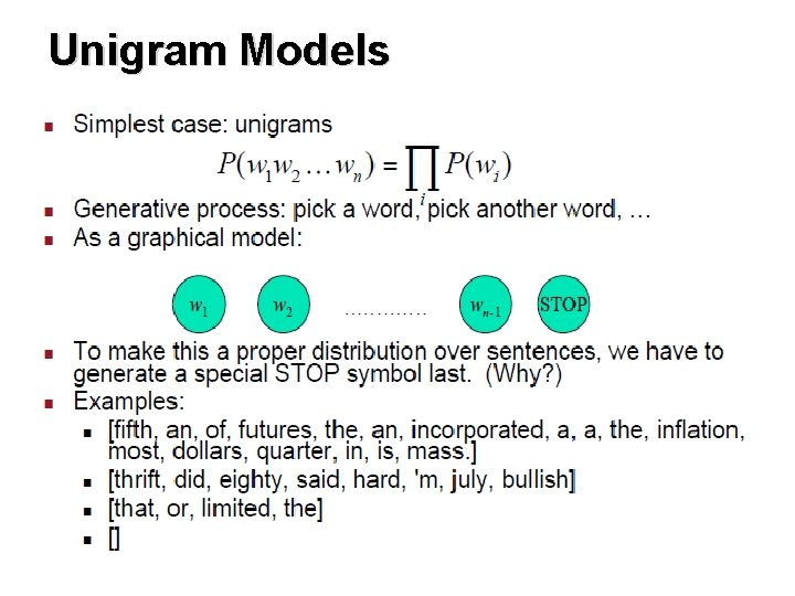 Unigram Models 