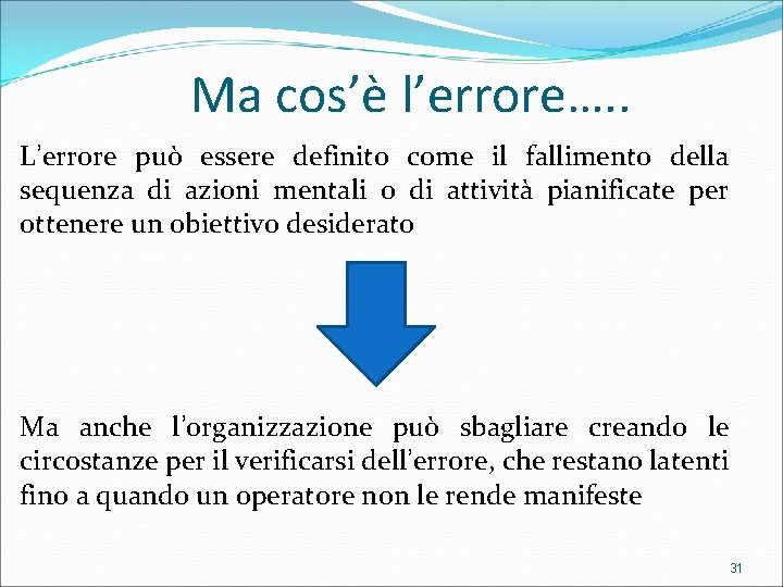 Ma cos’è l’errore…. . L’errore può essere definito come il fallimento della sequenza di