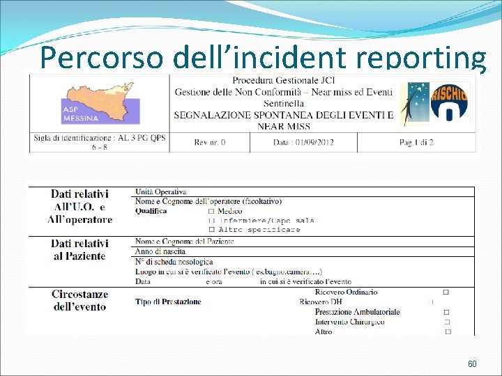 Percorso dell’incident reporting 60 