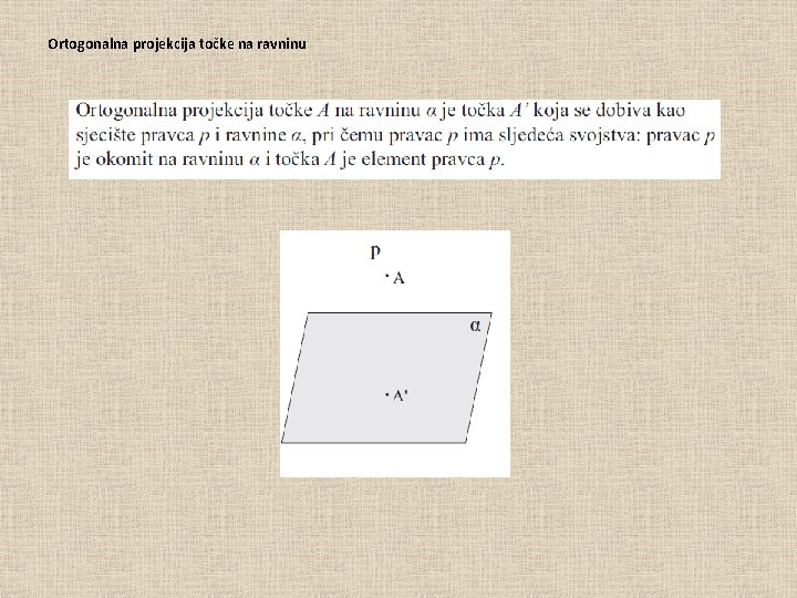 Ortogonalna projekcija točke na ravninu 