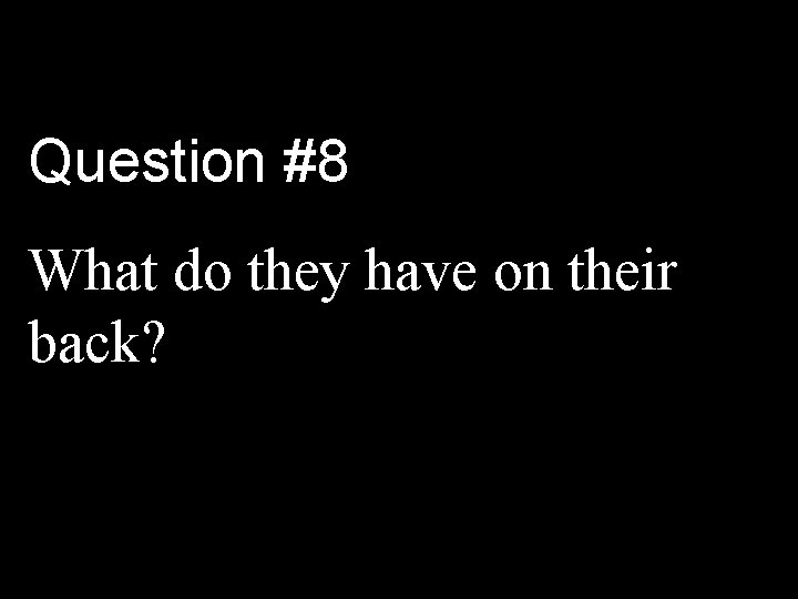 Question #8 What do they have on their back? 