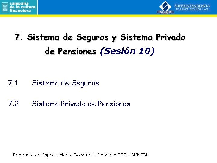 7. Sistema de Seguros y Sistema Privado de Pensiones (Sesión 10) 7. 1 Sistema