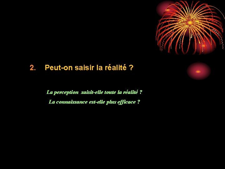 2. Peut-on saisir la réalité ? La perception saisit-elle toute la réalité ? La