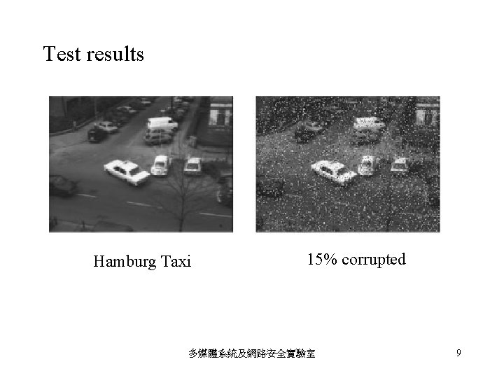 Test results Hamburg Taxi 15% corrupted 多媒體系統及網路安全實驗室 9 