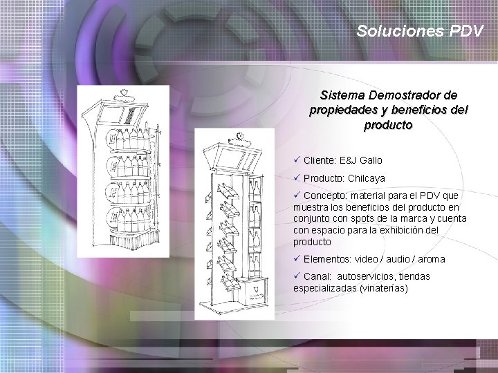 Soluciones PDV Sistema Demostrador de propiedades y beneficios del producto ü Cliente: E&J Gallo