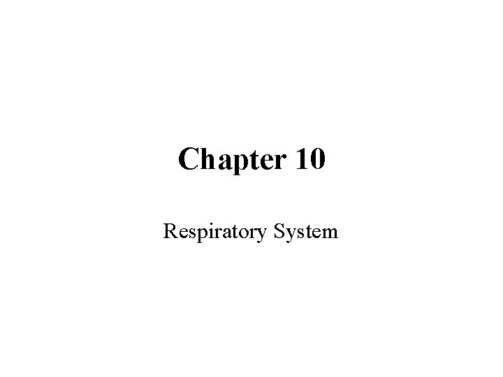 Chapter 10 Respiratory System 