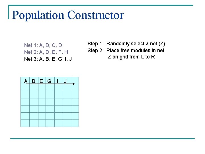 Population Constructor Net 1: A, B, C, D Net 2: A, D, E, F,