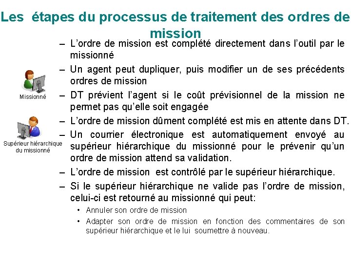 Les étapes du processus de traitement des ordres de mission – L’ordre de mission