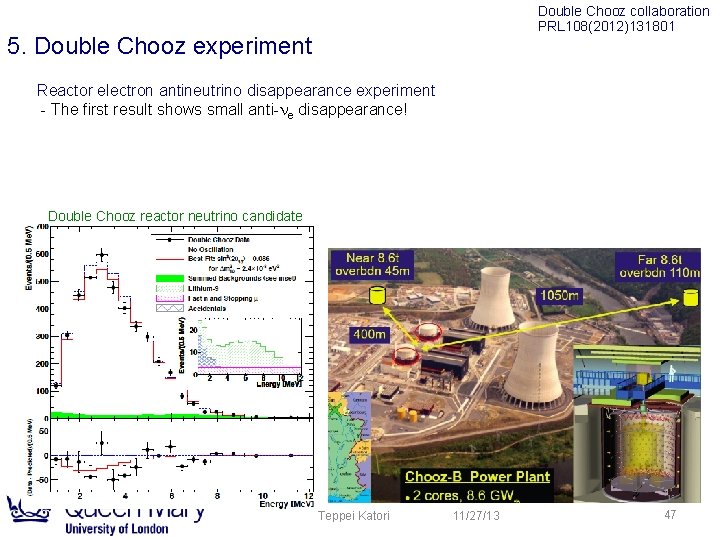 Double Chooz collaboration PRL 108(2012)131801 5. Double Chooz experiment Reactor electron antineutrino disappearance experiment Double Chooz collaboration PRL 108(2012)131801 5. Double Chooz experiment Reactor electron antineutrino disappearance experiment