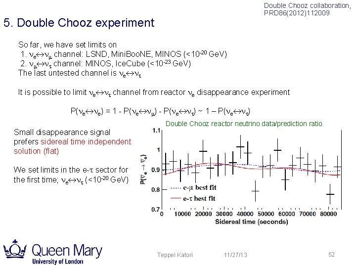 Double Chooz collaboration, PRD 86(2012)112009 5. Double Chooz experiment So far, we have set Double Chooz collaboration, PRD 86(2012)112009 5. Double Chooz experiment So far, we have set