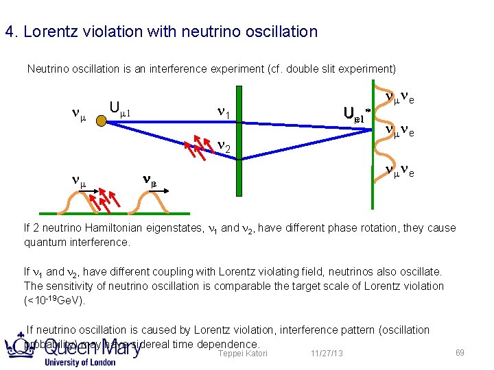 4. Lorentz violation with neutrino oscillation Neutrino oscillation is an interference experiment (cf. double 4. Lorentz violation with neutrino oscillation Neutrino oscillation is an interference experiment (cf. double