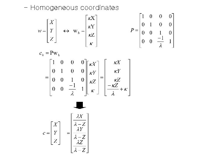 - Homogeneous coordinates 
