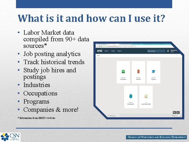 What is it and how can I use it? • Labor Market data compiled