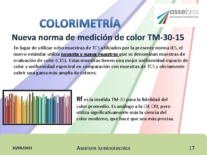 Nueva norma de medición de color TM-30 -15 En lugar de utilizar ocho muestras Nueva norma de medición de color TM-30 -15 En lugar de utilizar ocho muestras