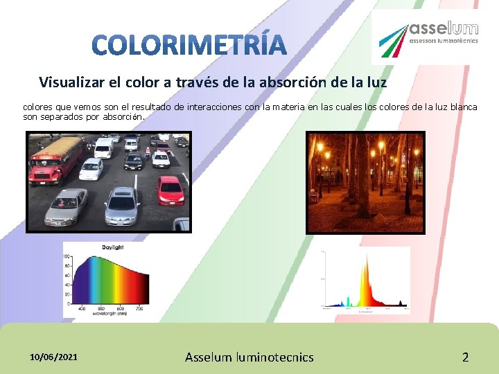 Visualizar el color a través de la absorción de la luz colores que vemos Visualizar el color a través de la absorción de la luz colores que vemos
