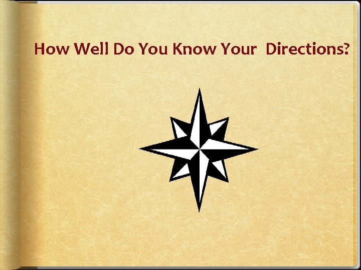 How Well Do You Know Your Directions? 