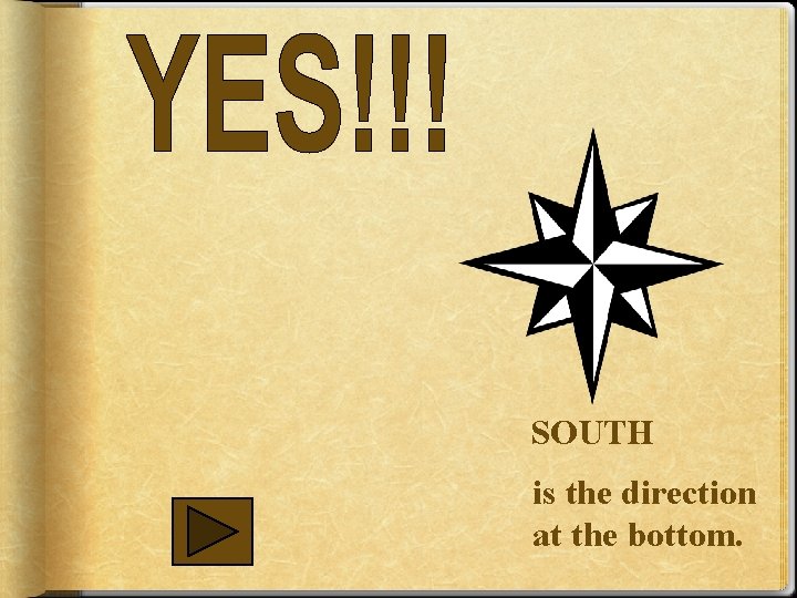 SOUTH is the direction at the bottom. 