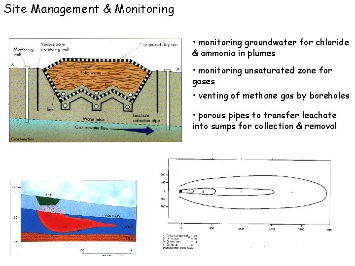 Site Management & Monitoring • monitoring groundwater for chloride & ammonia in plumes •