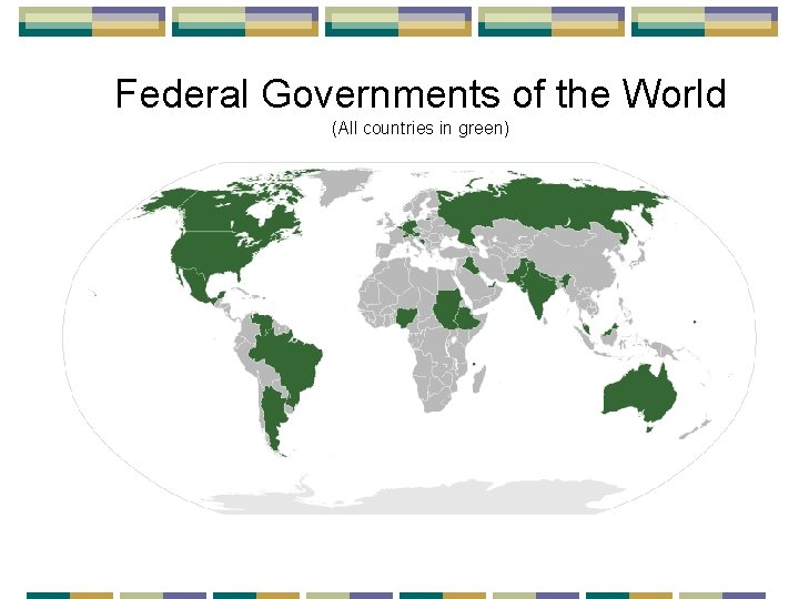 Federal Governments of the World (All countries in green) 
