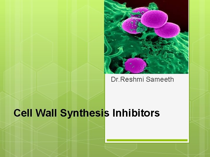 Dr. Reshmi Sameeth Cell Wall Synthesis Inhibitors 