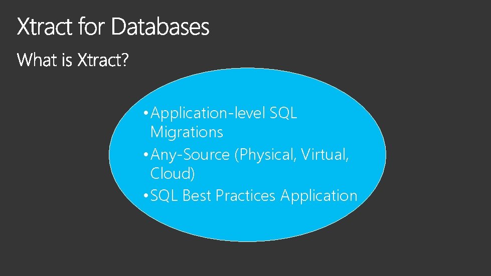  • Application-level SQL Migrations • Any-Source (Physical, Virtual, Cloud) • SQL Best Practices