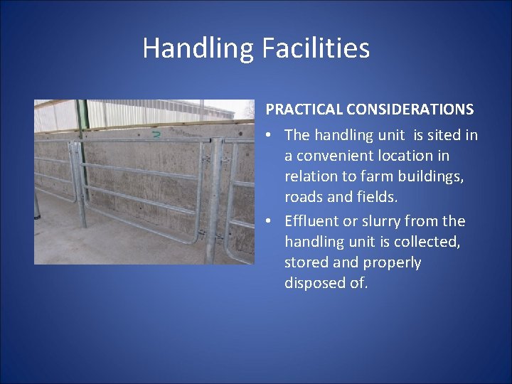 Handling Facilities PRACTICAL CONSIDERATIONS • The handling unit is sited in a convenient location