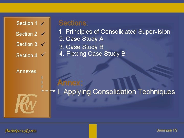 Section 1 Section 2 Section 3 Section 4 Sections: 1. Principles of Consolidated Supervision Section 1 Section 2 Section 3 Section 4 Sections: 1. Principles of Consolidated Supervision
