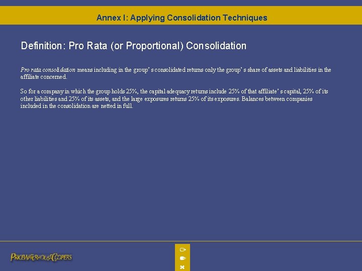 Annex I: Applying Consolidation Techniques Definition: Pro Rata (or Proportional) Consolidation Pro rata consolidation Annex I: Applying Consolidation Techniques Definition: Pro Rata (or Proportional) Consolidation Pro rata consolidation