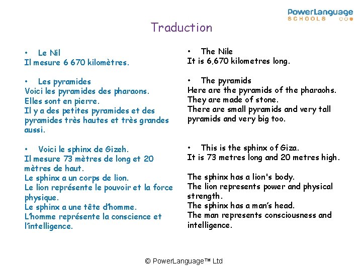Traduction • Le Nil Il mesure 6 670 kilomètres. • The Nile It is