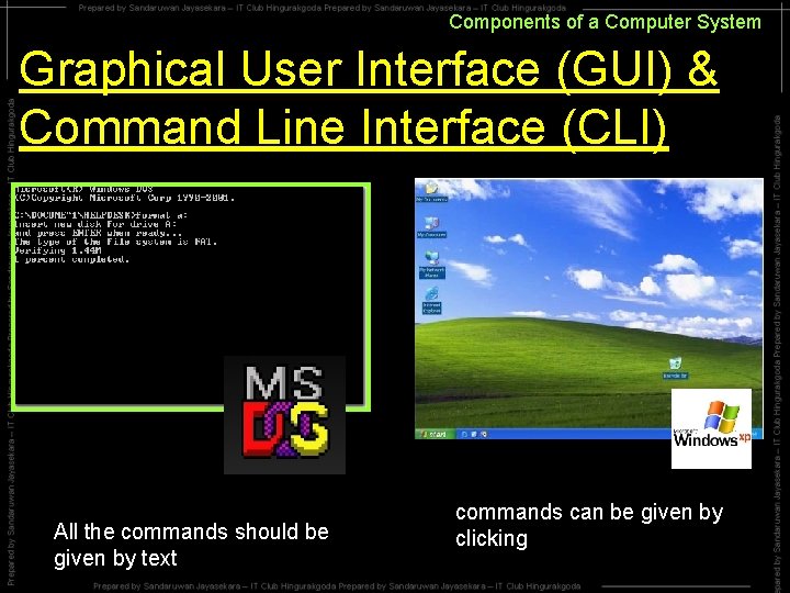 Components of a Computer System Graphical User Interface (GUI) & Command Line Interface (CLI) Components of a Computer System Graphical User Interface (GUI) & Command Line Interface (CLI)