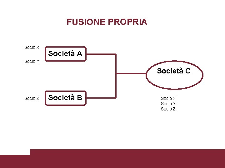 FUSIONE PROPRIA Socio X Società A Socio Y Società C Socio Z Società B