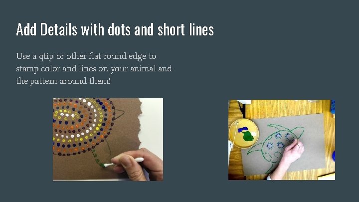 Add Details with dots and short lines Use a qtip or other flat round