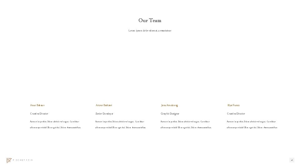 Our Team Lorem ipsum dolor sit amet, consectetuer Amer Babaev Artour Barkawi Jane Armstrong
